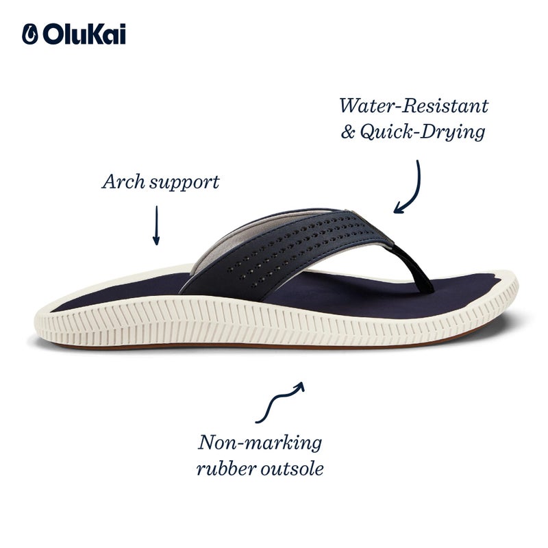OLUKAI صنادل الشاطئ للرجال من أولوكاي أولا، مقاومة للماء، شباشب قابلة للطي، دعم للقوس وراحة في الارتداء، خفيفة الوزن ومتينة، قبضة محسّنة وسحب، عمق أزرق/عمق أزرق، 12 - Image 4